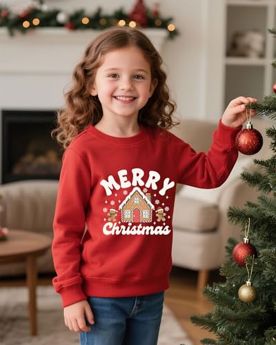 Christmas Sweatshirt For Girls Ugly Xmas Santa Cotton Graphic Crewneck Pullover Top 3-12 Years - Image 3