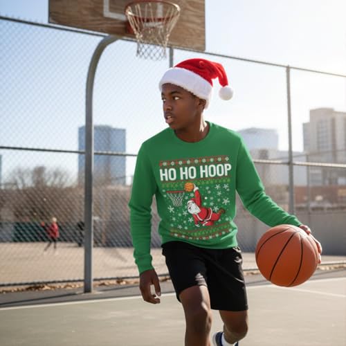 Tstars Merry Swishmas Basketball Ugly Christmas Sweatshirt Men Holiday | Soft Fleece Basketball Sweatshirt; Great For Christmas, Ugly Sweater Party, Hoops Fans, Holiday Men Gift - Image 3