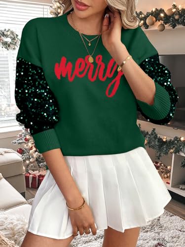 Christmas Sequin Sweater Womens Believe Christmas Sweatshirt Crewneck Long Sleeve Xmas Holiday Knit Pullover Top 5 Christmas Sequin Sweater Womens Believe Christmas Sweatshirt Crewneck Long Sleeve Xmas Holiday Knit Pullover Top - Image 5