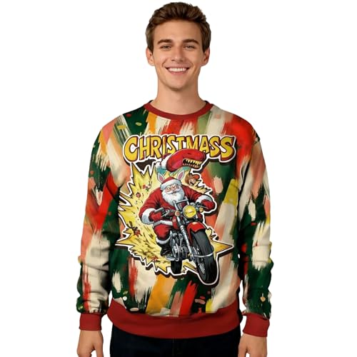 Funny Christmas Sweatshirts For Women Men Ugly Graphic 3D Print Pullover - Image 2