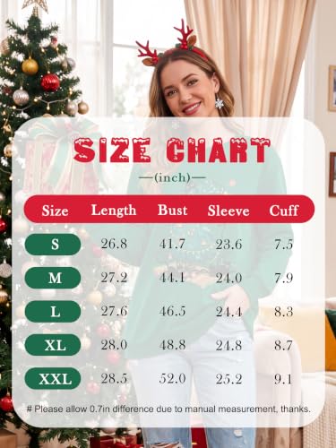 Ounar Christmas Sweatshirts For Women Ugly Christmas Cat Long Sleeve Tops - Image 5