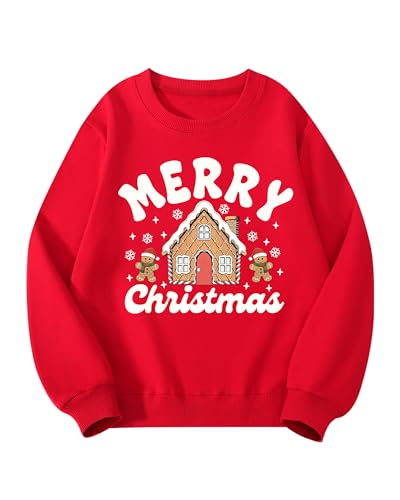 Christmas Sweatshirt For Girls Ugly Xmas Santa Cotton Graphic Crewneck Pullover Top 3-12 Years