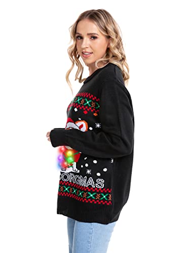 Hsctek Light Up Adults Christmas Knitted Sweater, Ugly Xmas Pullovers Women | 100% Non-Toxic Acrylic, Long-Sleeve, Crewneck, Built-In Light Bulbs With Batteries, Providing Comfort And Fashion Matching 3 Hsctek Light Up Adults Christmas Knitted Sweater, Ugly Xmas Pullovers Women | 100% Non-Toxic Acrylic, Long-Sleeve, Crewneck, Built-In Light Bulbs With Batteries, Providing Comfort And Fashion Matching - Image 3