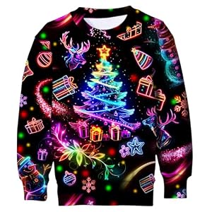 Boys' 3D Print Christmas Jumper, Ages 4-16