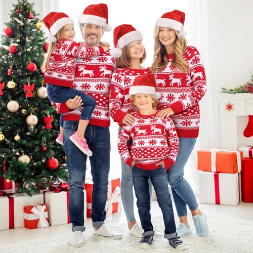 Xaatren Ugly Christmas Matching Family Sweater Xmas Knit Outfit With Hat Pullover Sweaters Classic Traditional Holiday Jumper - Image 2