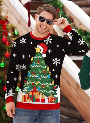 Mainfini Unisex Ugly Christmas Sweatshirts Adult Funny 3D Xmas Pullover (S-3Xl)