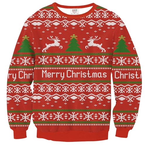 Arvilhill Mens Ugly Christmas 3D Printed Party Holiday Sweatshirt Funny Xmas Long Sleeve Sweater Snowflake Xl