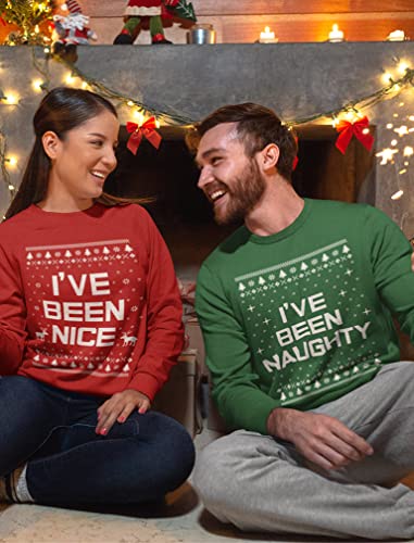 Tstars Naughty Nice Matching Christmas Sweatshirts Couples His Hers Funny