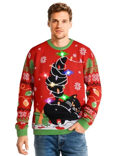 Somsoc Led Light Up Ugly Christmas Sweater For Women Men, Xmas Jumpers Funny Knitted Sweaters With Light Bulbs 1 Somsoc Led Light Up Ugly Christmas Sweater For Women Men, Xmas Jumpers Funny Knitted Sweaters With Light Bulbs