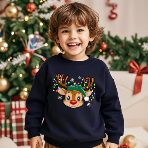 Christmas Sweatshirt For Toddler Boys Girls Cotton Long Sleeve Kids Santa Elk Ugly Xmas Sweater Tops 2-7Years - Image 3