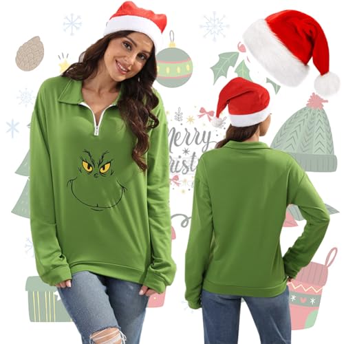 New Pullover Ugly Christmas Sweaters Cartoon Character Green Monster Print Unisex Sweatshirt With Christmas Hat 5 New Pullover Ugly Christmas Sweaters Cartoon Character Green Monster Print Unisex Sweatshirt With Christmas Hat - Image 5