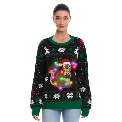 Hsctek Light Up Adults Christmas Knitted Sweater, Ugly Xmas Pullovers Women - Image 3