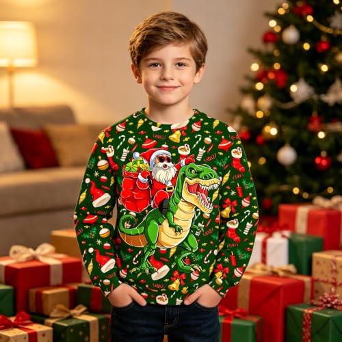 Kids Christmas Ugly Sweatshirt Boys Girls Funny 3D Graphic Xmas Pullover Long Sleeve Jumper Shirts Size 3-16T - Image 5