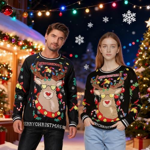 Yolsun Men Ugly Christmas Sweatshirt Unisex’S Crewneck Novelty Casual Ugly Party Accessory For Xmas Party