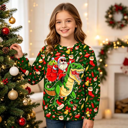 Kids Christmas Ugly Sweatshirt Boys Girls Funny 3D Graphic Xmas Pullover Long Sleeve Jumper Shirts Size 3-16T - Image 2