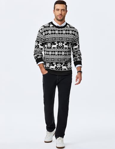 Jmierr Mens Ugly Christmas Sweater Pullover Sweater, Patterned Black, 2Xl | Funny Sweater, Long Sleeve, Warm Fall Winter Gear, Casual Regular Fit Jumpers, Soft Knit Fabric, Cute，Christmas Holiday - Image 3