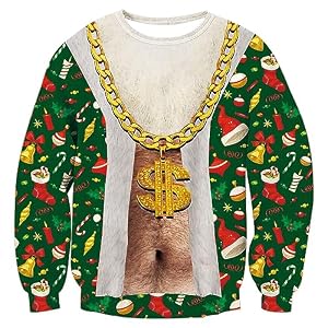 Uideazone Mens Ugly Christmas Sweatshirt Funny 3D Print Pullover Shirts