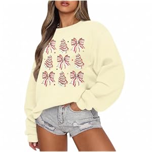 Women'S Christmas Tree Cake And Bow Crewneck Sweatshirt