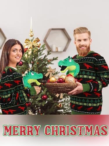 Liitrsh 3D Christmas Dinosaur Adult Ugly Sweater Xmas Funny Long Sleeve Knit Sweater For Men Women Holiday Party