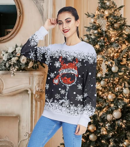 Women Ugly Christmas Sweatshirt Long Sleeve Shirts Pullover | For Ugly Christmas Sweater Parties, Office Holiday Gatherings, Family Christmas Photos 4 Women Ugly Christmas Sweatshirt Long Sleeve Shirts Pullover | For Ugly Christmas Sweater Parties, Office Holiday Gatherings, Family Christmas Photos - Image 4