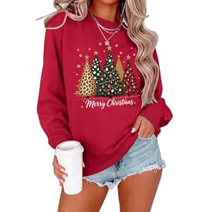 Ounar Women'S Christmas Tree Graphic Sweatshirt
