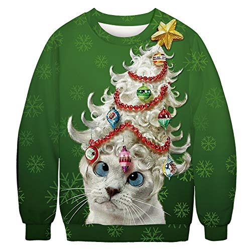 Albizia Unisex Animal Print Crew Neck Ugly Christmas Xmas Pullover Sweatshirt