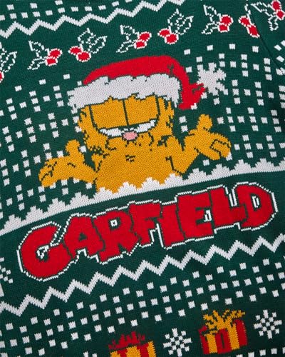 Nickelodeon Garfield Mens Ugly Christmas Sweater Long Sleeve Sweatshirt | Vibrant Garfield Graphics, Festive Holiday Soft Ugly Sweater, Ribbed Crewneck Cuffs &Amp; Hem - Image 4