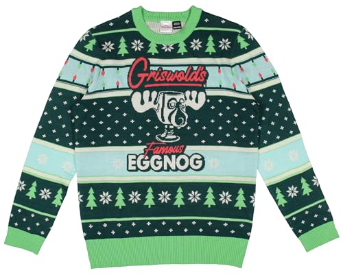 National Lampoon’S Christmas Vacation Men’S Marty Moose Eggnog Glass Cup Adult Funny Ugly Sweater For