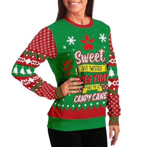 Sweet But Twisted Sweatshirt | Unisex Ugly Christmas Sweater, Xmas Sweater, Funny Holiday Sweater, Funny Shirt M Green - Image 6
