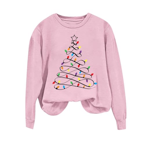 Christmas Sweatshirt For Women Long Sleeve Casual Holiday Tops Cute Xmas Tree Print Crewneck Winter Pullover - Image 3