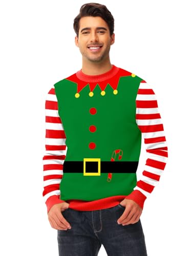Aobute Unisex Ugly Christmas Sweater For Men Women Xmas Holiday Party Funny Print Knit Pullover