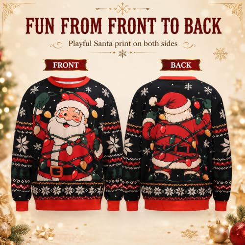 Men Ugly Christmas Crewneck Novelty Sweatshirt Long Sleeve Sweater Shirt - Image 5