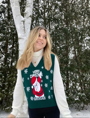 Ugly Christmas Sweater Vest Women V Neck Christmas Vest Vintage - Image 2