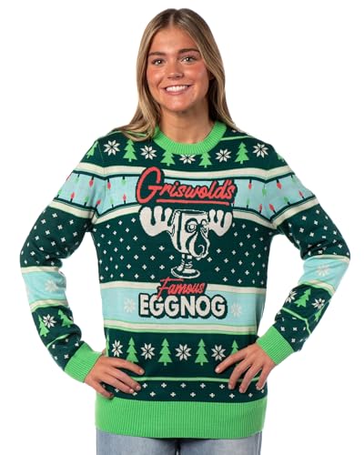 National Lampoon’S Christmas Vacation Men’S Marty Moose Eggnog Glass Cup Adult Funny Ugly Sweater For