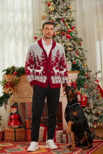 Coofandy Mens Christmas Cardigan Sweater Shawl Collar Knitted Xmas Knitwear | Festive Christmas Sweaters, Button Up Sweater, Holiday Cardigan, Ugly Sweater, Xmas Clothes, Fall Winter Fashion 2026 - Image 4