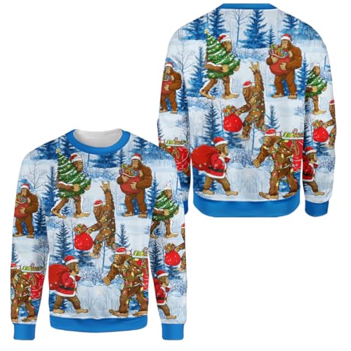 All Over Print Christmas Cowboy Sweatshirt - Fake Ugly Christmas Sweater 3 All Over Print Christmas Cowboy Sweatshirt