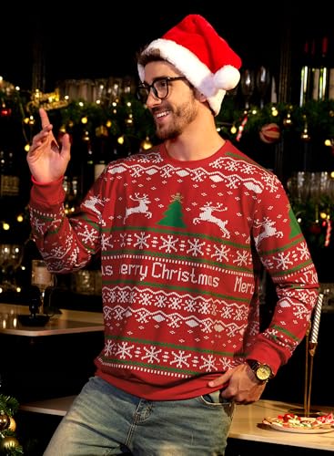 Arvilhill Mens Ugly Christmas 3D Printed Party Holiday Sweatshirt Funny Xmas Long Sleeve Sweater Snowflake Xl