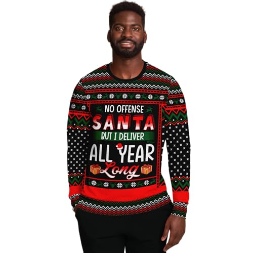 I Deliver All Year Long Christmas Sweatshirt | Unisex Ugly Christmas Sweater, Xmas Sweater, Funny Holiday Sweater, Funny Party Shirt L Green - Image 2