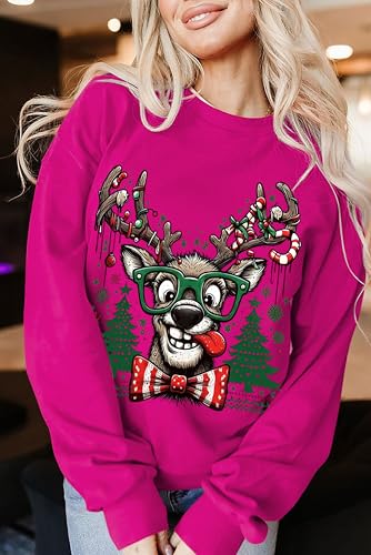 Ugly Christmas Sweatshirts Women Oversized Funny Reindeer Graphic Sweater 4 Ugly Christmas Sweatshirts Women Oversized Funny Reindeer Graphic Sweater - Image 4