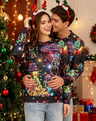 Uideazone Mens Ugly Christmas Sweater Funny Chest Hairy Xmas Sweatshirts, S