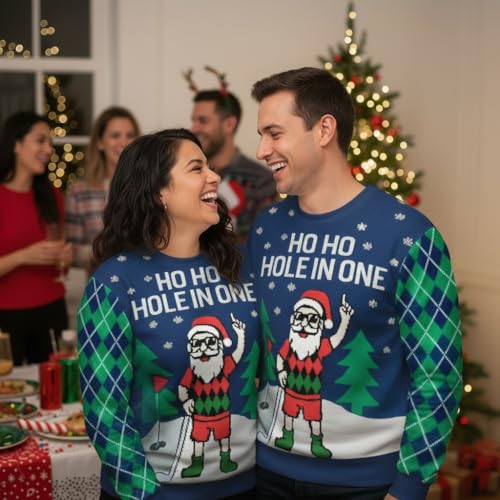 Tstars Santa Sports Ugly Christmas Sweater Men Basketball Hockey Golf | Soft Knit Ugly Christmas Sweatshirt; Great For Holiday Party, Sports Fans, Basketball Hockey Golf, Xmas Gift - Image 6
