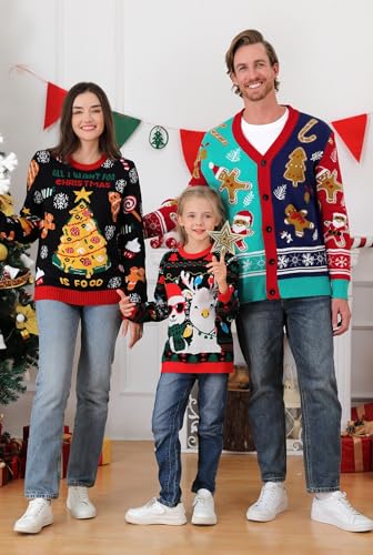 Arvilhill Men’S Christmas Cardigan Merry Xmas V Neck Button Knitted Sweater (S-Xxl)
