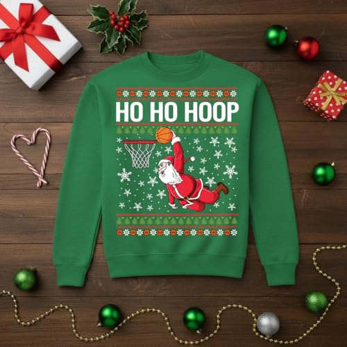 Tstars Merry Swishmas Basketball Ugly Christmas Sweatshirt Men Holiday | Soft Fleece Basketball Sweatshirt; Great For Christmas, Ugly Sweater Party, Hoops Fans, Holiday Men Gift - Image 7