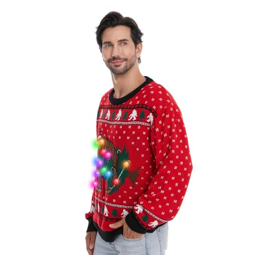 Hsctek Light Up Adults Christmas Knitted Sweater, Ugly Xmas Pullovers Men - Image 3