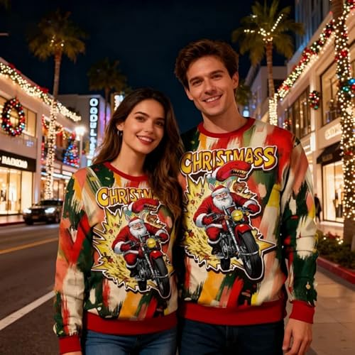 Funny Christmas Sweatshirts For Women Men Ugly Graphic 3D Print Pullover - Image 3
