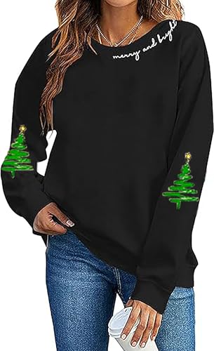 Women Christmas Cartoon Fun Gift Casual Sweatshirt Xmas Novelty Christmas Lightweight Pullover Fall Sweatshirt 1 Women Christmas Cartoon Fun Gift Casual Sweatshirt Xmas Novelty Christmas Lightweight Pullover Fall Sweatshirt