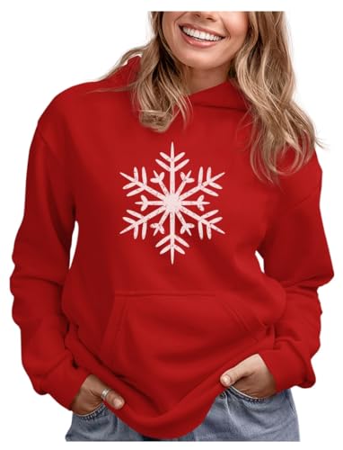 Tstars Snowflake Christmas Hoodie Women Teen Girls Festive Winter Pullover | Cozy Fleece Snowflake Hoodie; Great For Christmas, Holiday Party, Festive Winter Outfits, Women Teen Girls Gift 1 Tstars Snowflake Christmas Hoodie Women Teen Girls Festive Winter Pullover