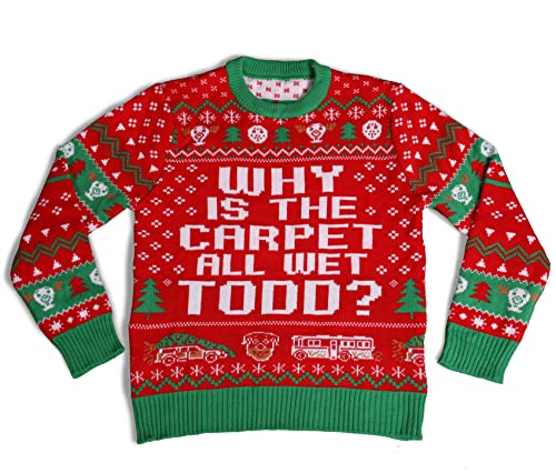 Christmas Vacation Why Is The Carpet All Wet Todd Red Ugly Christmas Sweater