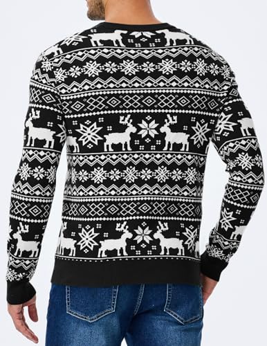 Jmierr Mens Ugly Christmas Sweater Pullover Sweater, Patterned Black, 2Xl | Funny Sweater, Long Sleeve, Warm Fall Winter Gear, Casual Regular Fit Jumpers, Soft Knit Fabric, Cute，Christmas Holiday - Image 2
