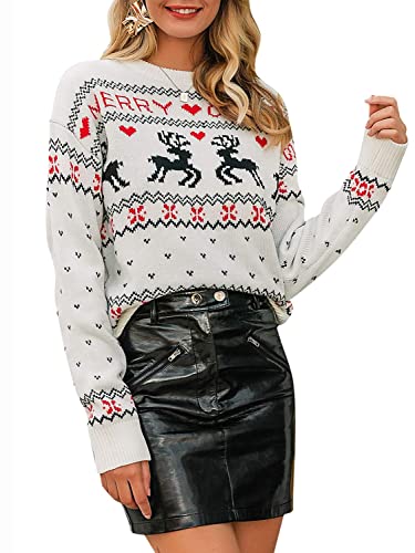 Berrygo Women'S Cute Christmas Sweater Ugly Long Sleeve Knit Pullover Reindeer Sweaters 1 Berrygo Women’S Cute Christmas Sweater Ugly Long Sleeve Knit Pullover Reindeer Sweaters